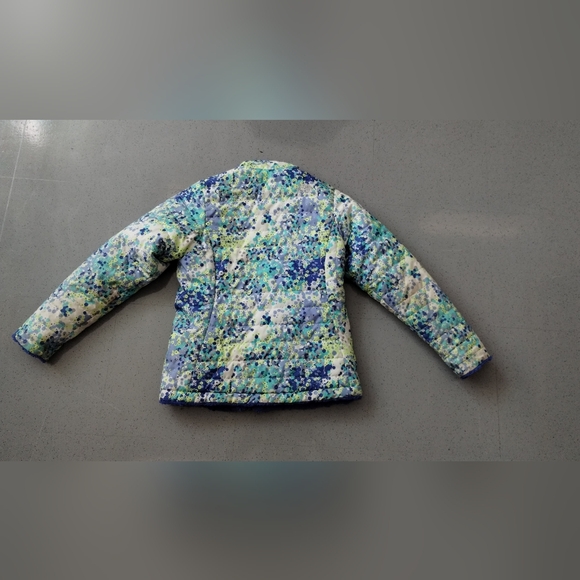 The North Face Reversible Jacket Multicolor Floral/Cobalt Blue Fleece Girls - Picture 4 of 16